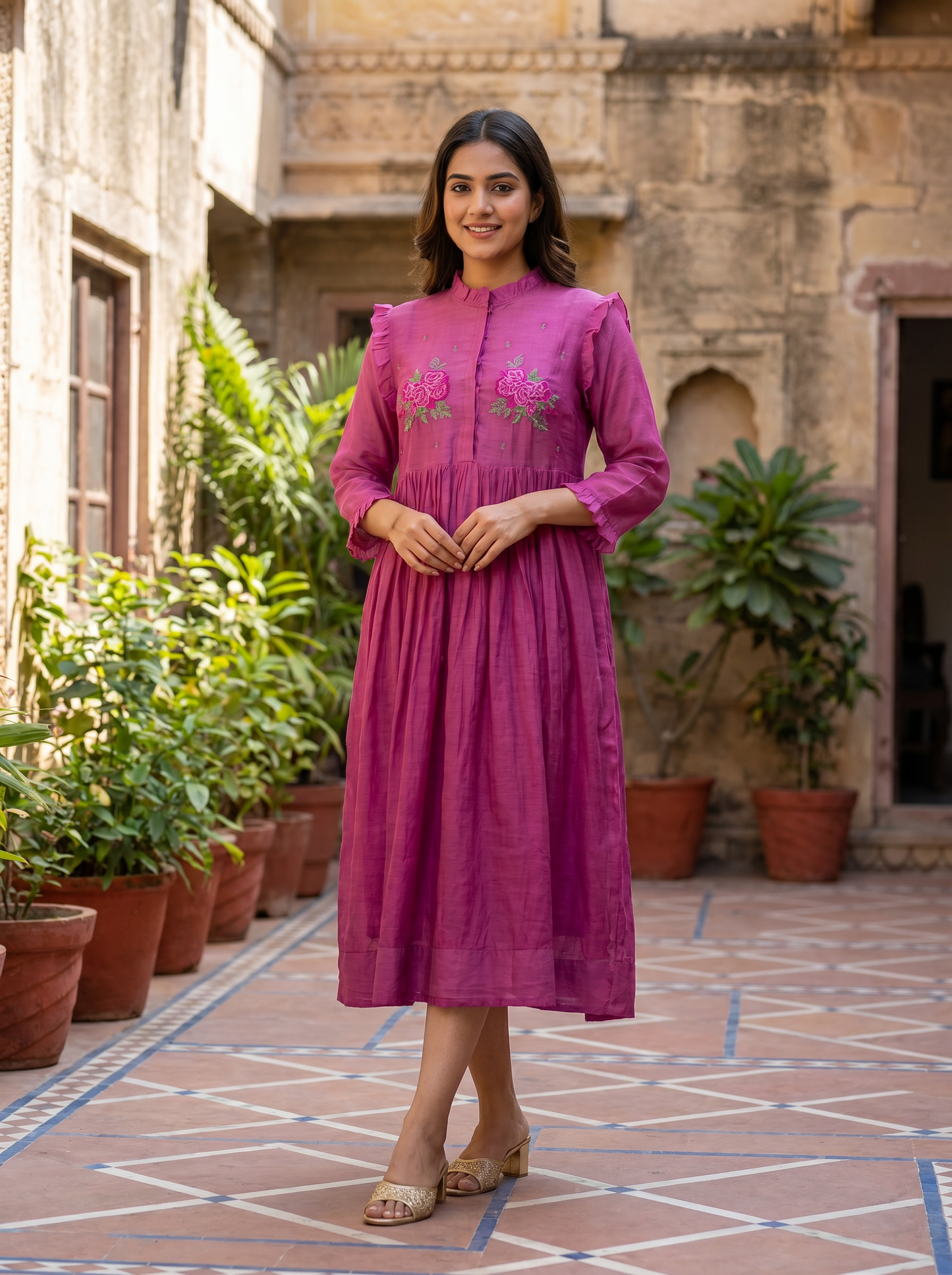 Rani Frill Chanderi Dress