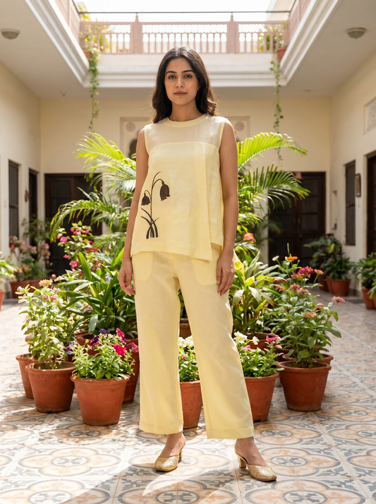 Butter Yellow Asymmetrical Co-ord