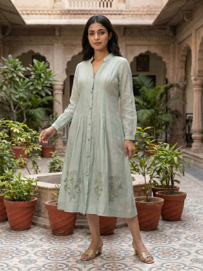 Mint Meadow Chanderi Dress