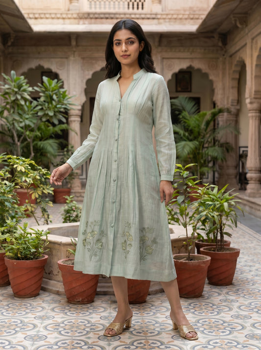 Mint Meadow Chanderi Dress