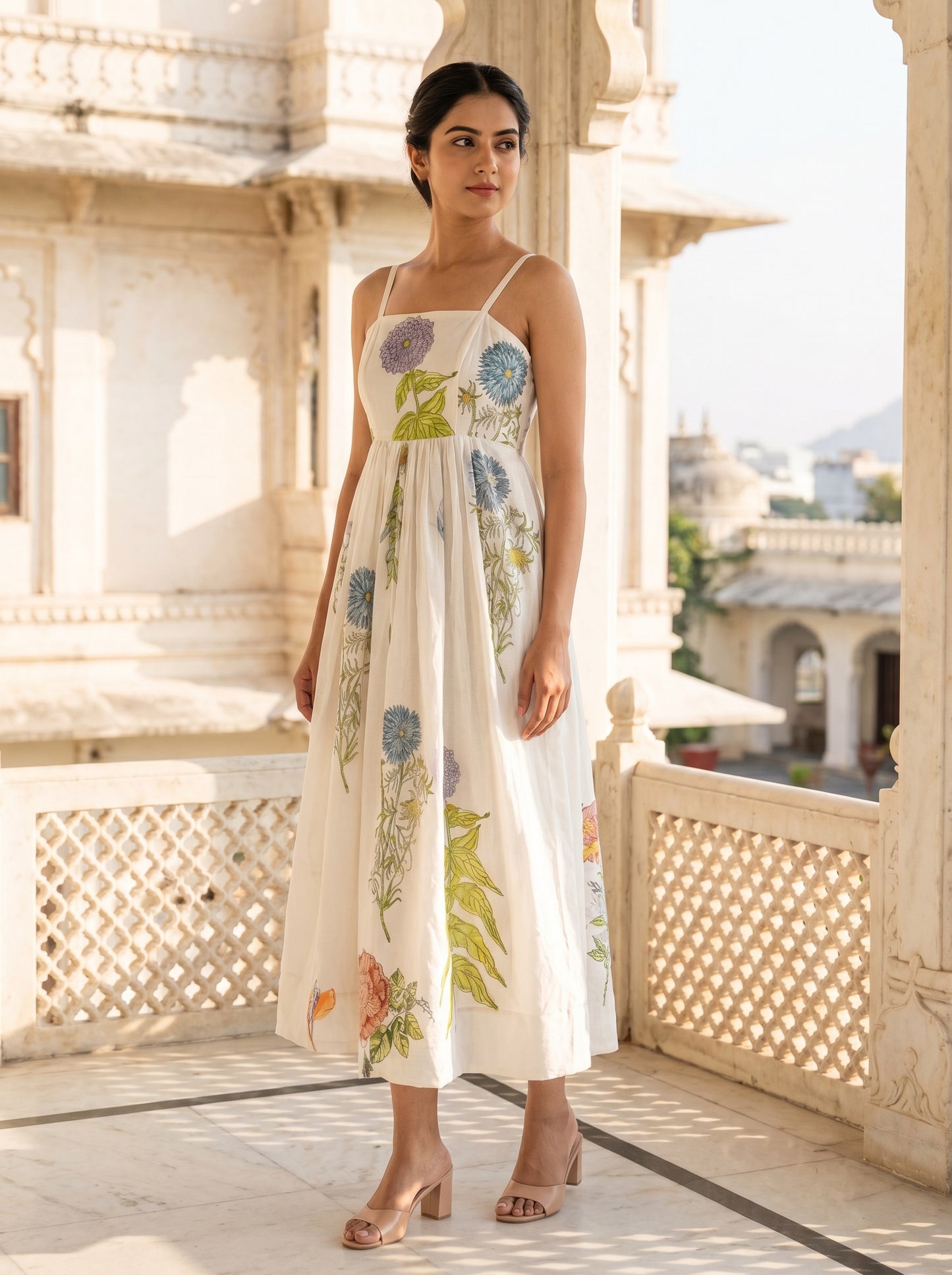 Gardenia Hand-Block Printed Dress