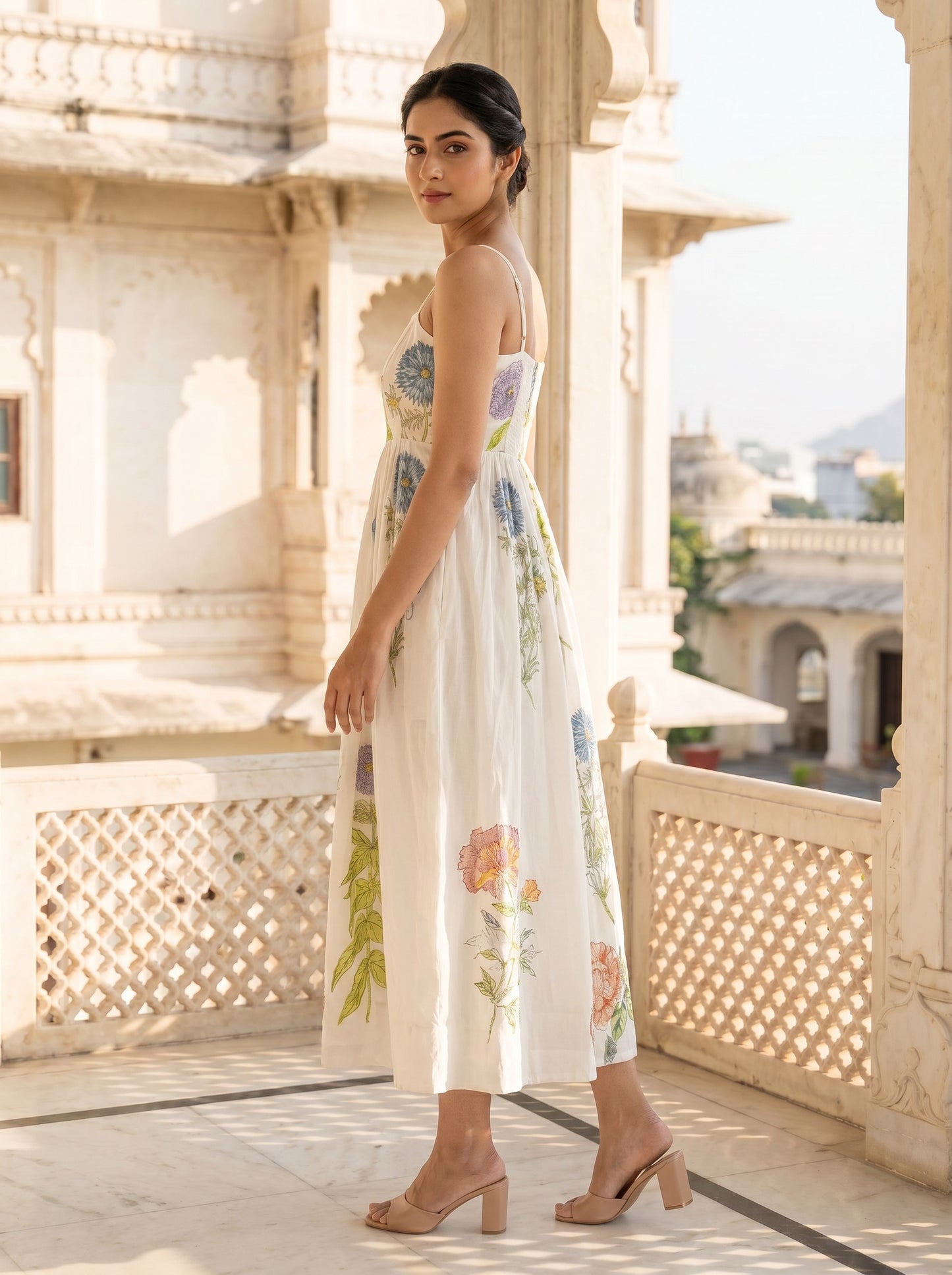 Gardenia Hand-Block Printed Dress
