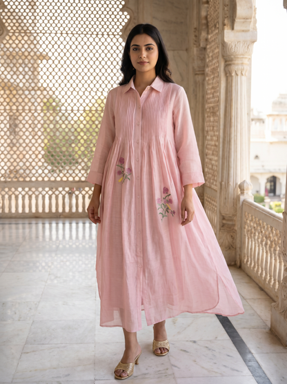 Flora Long Pintuck Dress