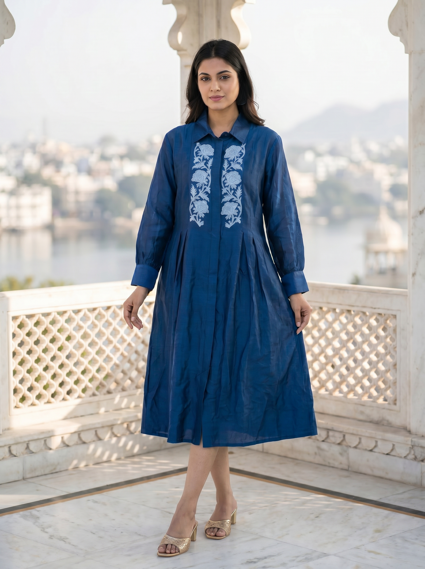 Indigo Vine Midi Dress
