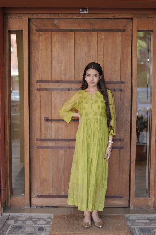 Vanya Embroidered Chanderi Dress