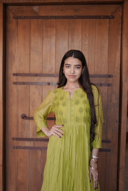 Vanya Embroidered Chanderi Dress