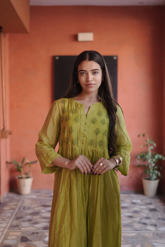 Vanya Embroidered Chanderi Dress