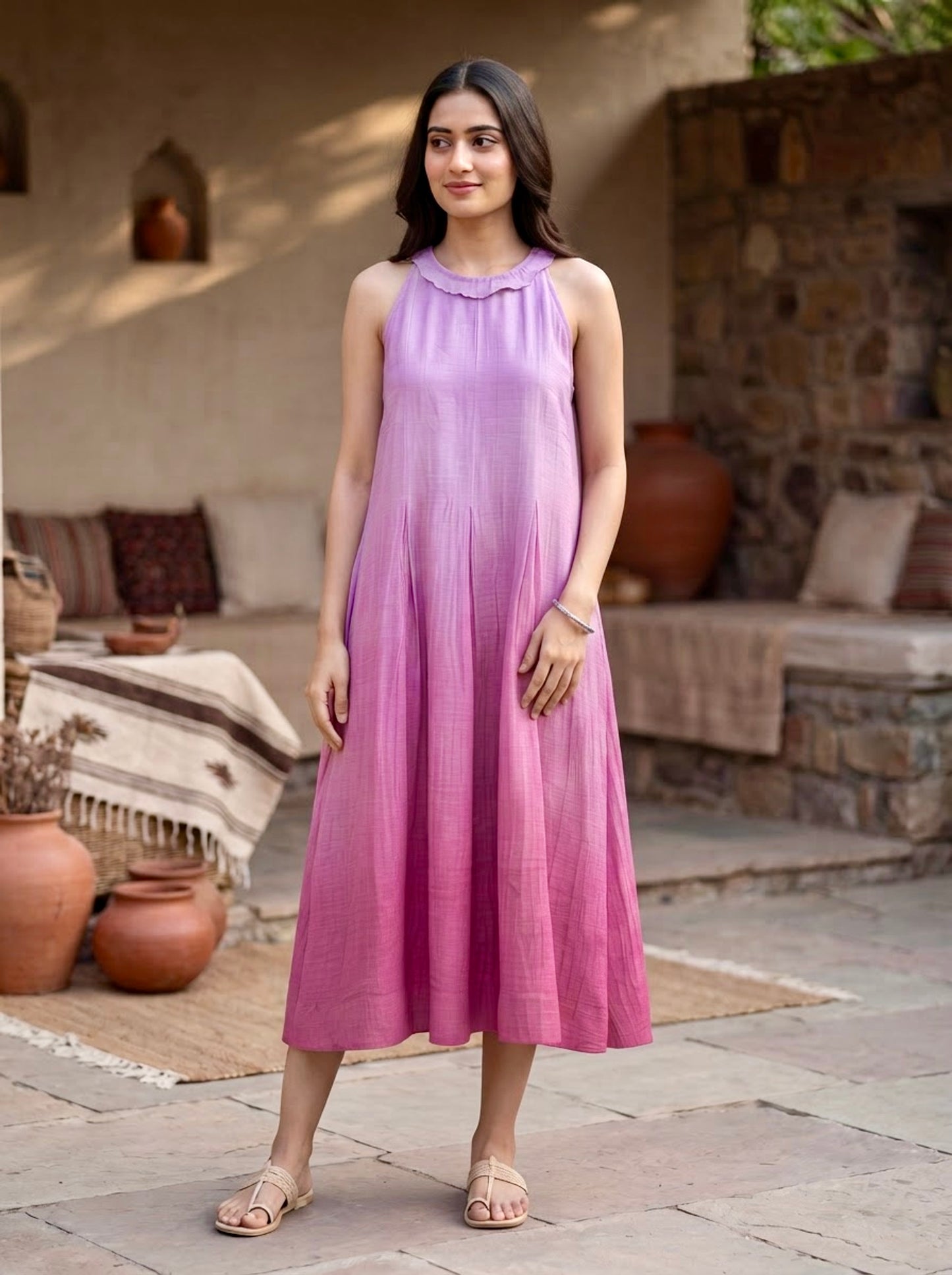 Violet Glow Chanderi Dress