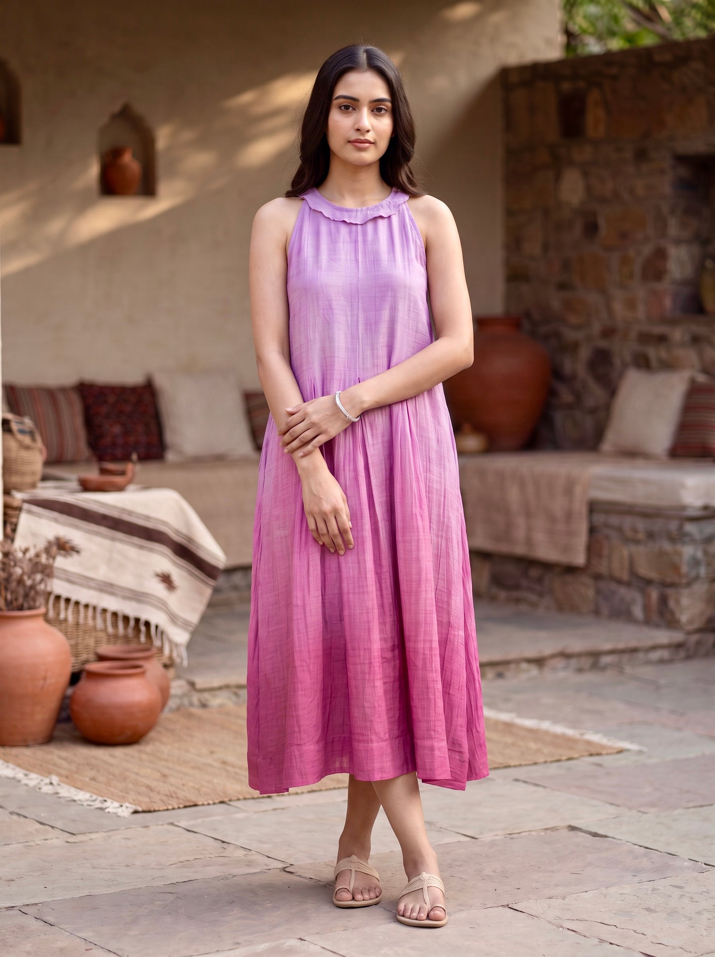Violet Glow Chanderi Dress