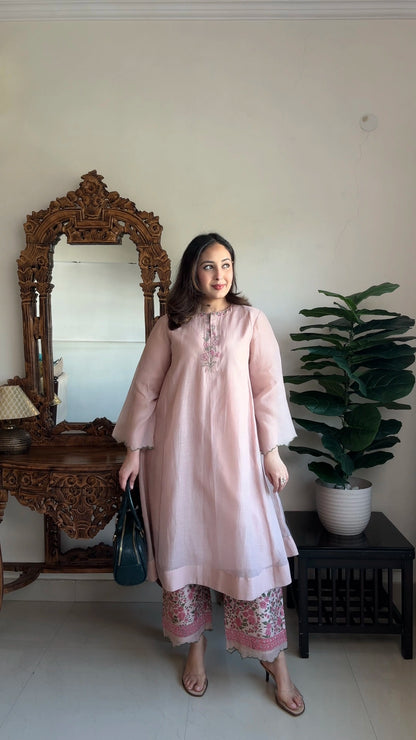 Onion Pink Chanderi Co-ord