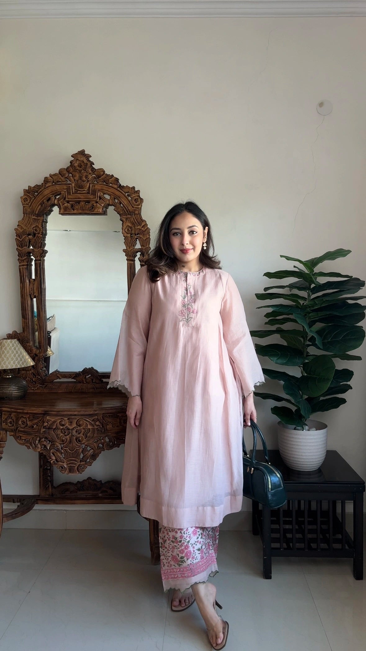 Onion Pink Chanderi Co-ord