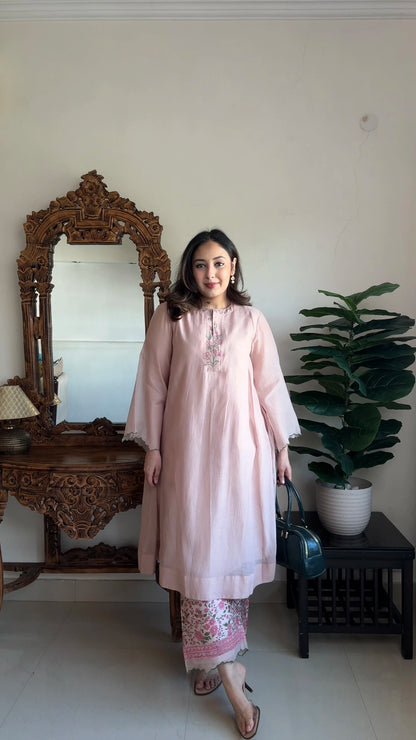 Onion Pink Chanderi Co-ord