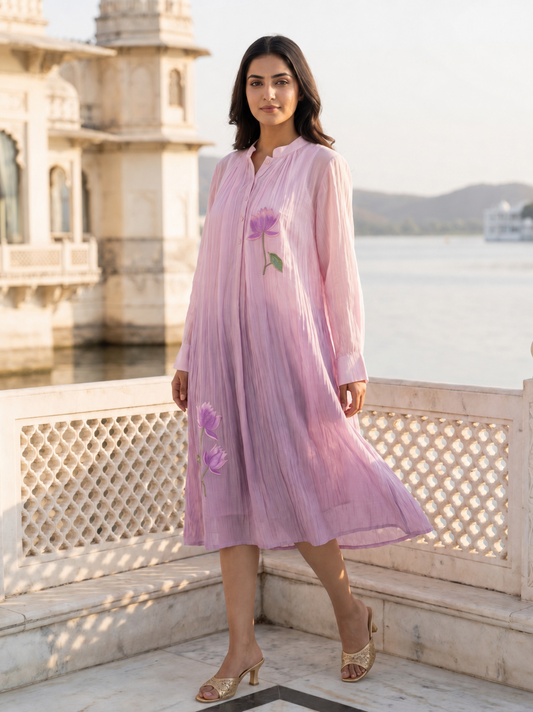 Lotus Haze Chanderi Dress