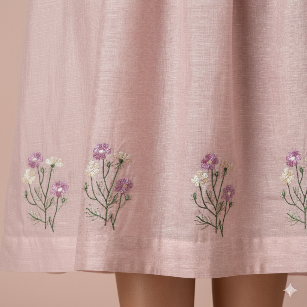 Blush Embroidered Chanderi Dress