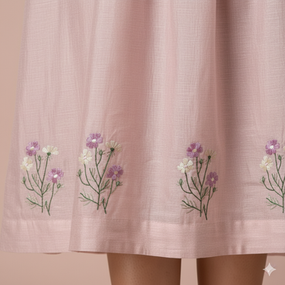 Blush Embroidered Chanderi Dress