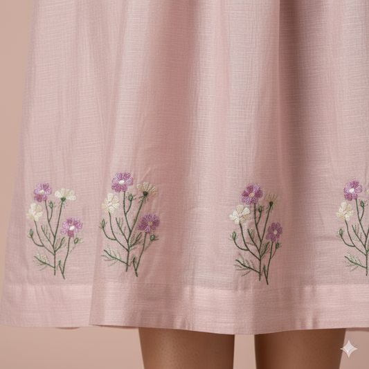 Blush Embroidered Chanderi Dress