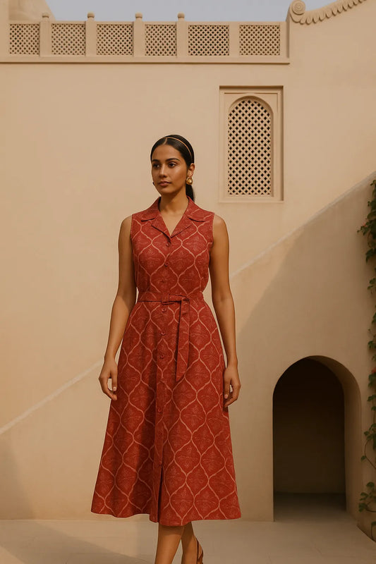 Rust Red Straight Dress