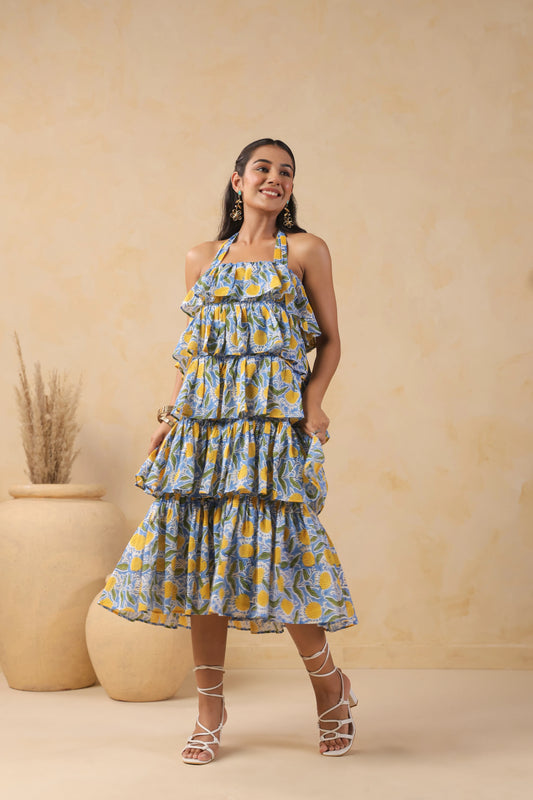 Sunshine Bloom Halter Dress