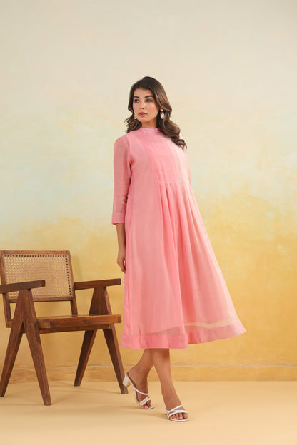 Pink Shaded Chanderi Dress