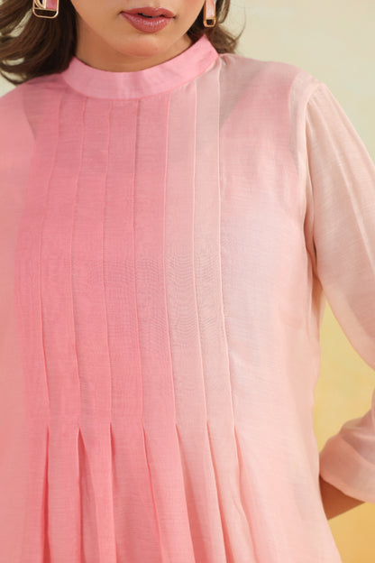 Pink Shaded Chanderi Dress