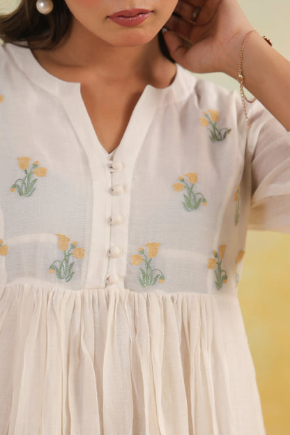 Cream Tulip Chanderi Dress