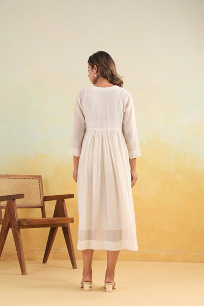 Cream Tulip Chanderi Dress