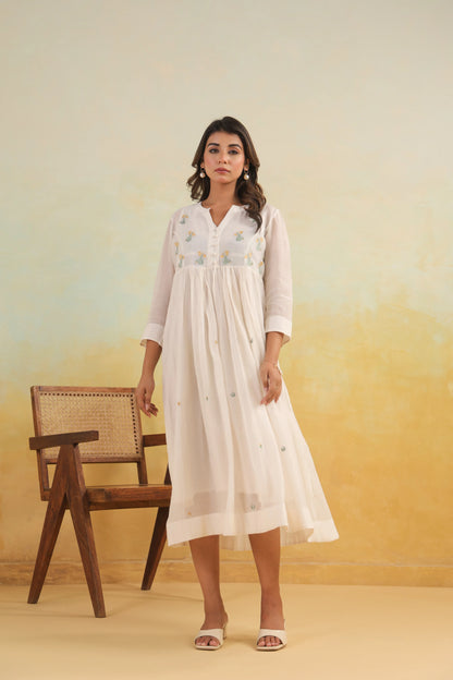 Cream Tulip Chanderi Dress