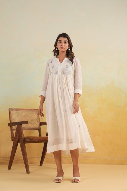 Cream Tulip Chanderi Dress