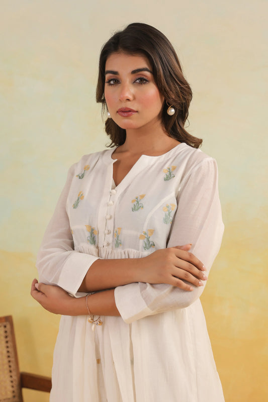 Cream Tulip Chanderi Dress