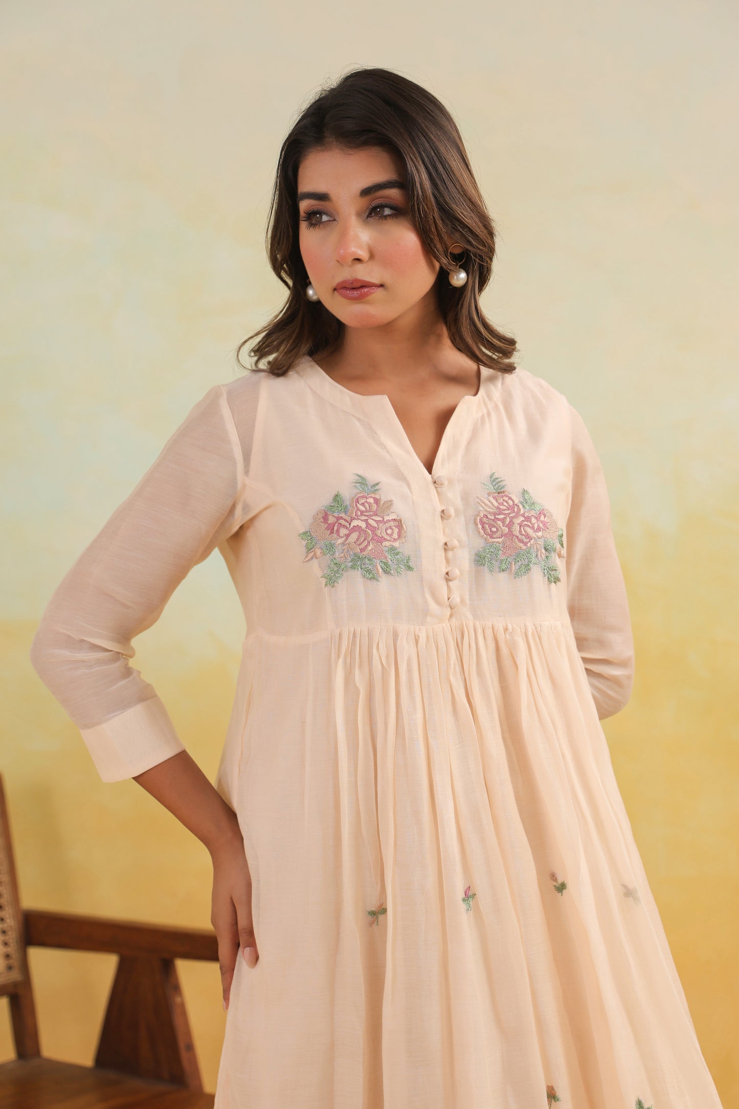 Peach Meadow Chanderi Dress