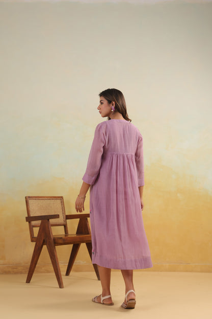 Lilac Bloom Chanderi Dress