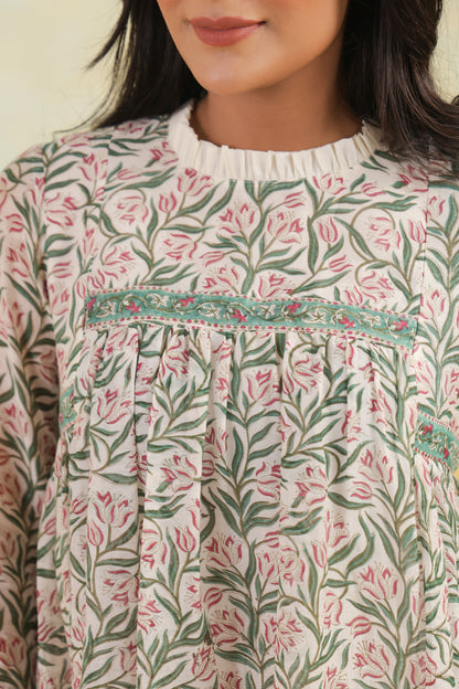 Tulip Chanderi Hand-Block Top